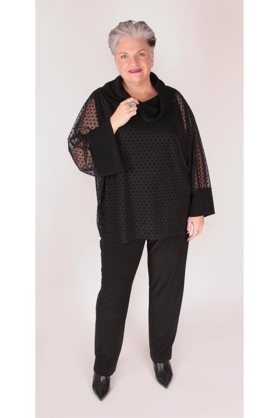 Black Dot Mesh Layered Tunic